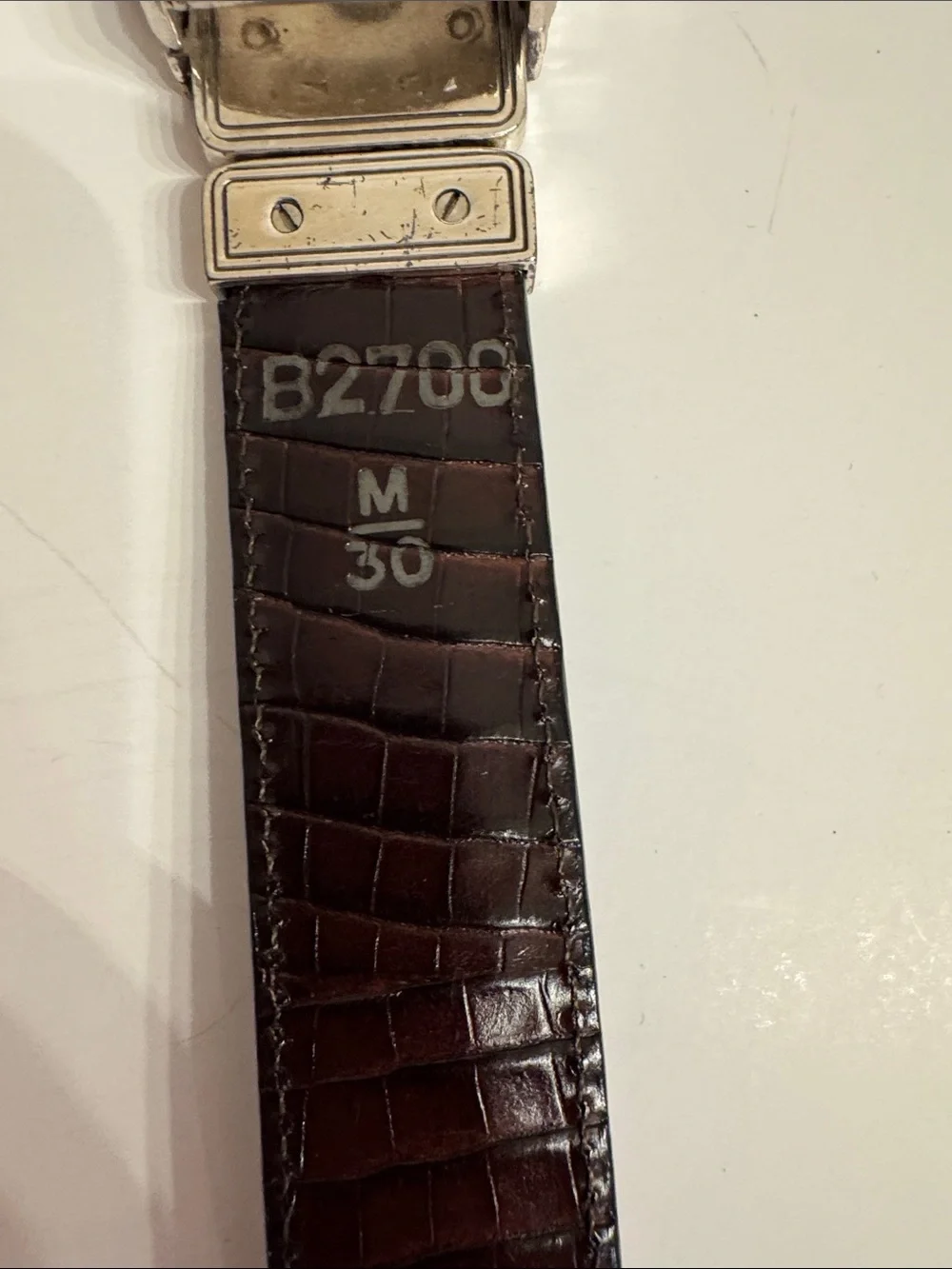 Vintage Brighton Reversible Croc-Embossed Leather Belt w/Ornate Silver Buckle
